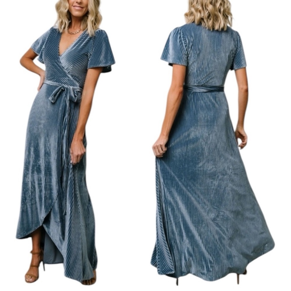 Baltic Born Andi Ribbed Velvet Wrap Dress